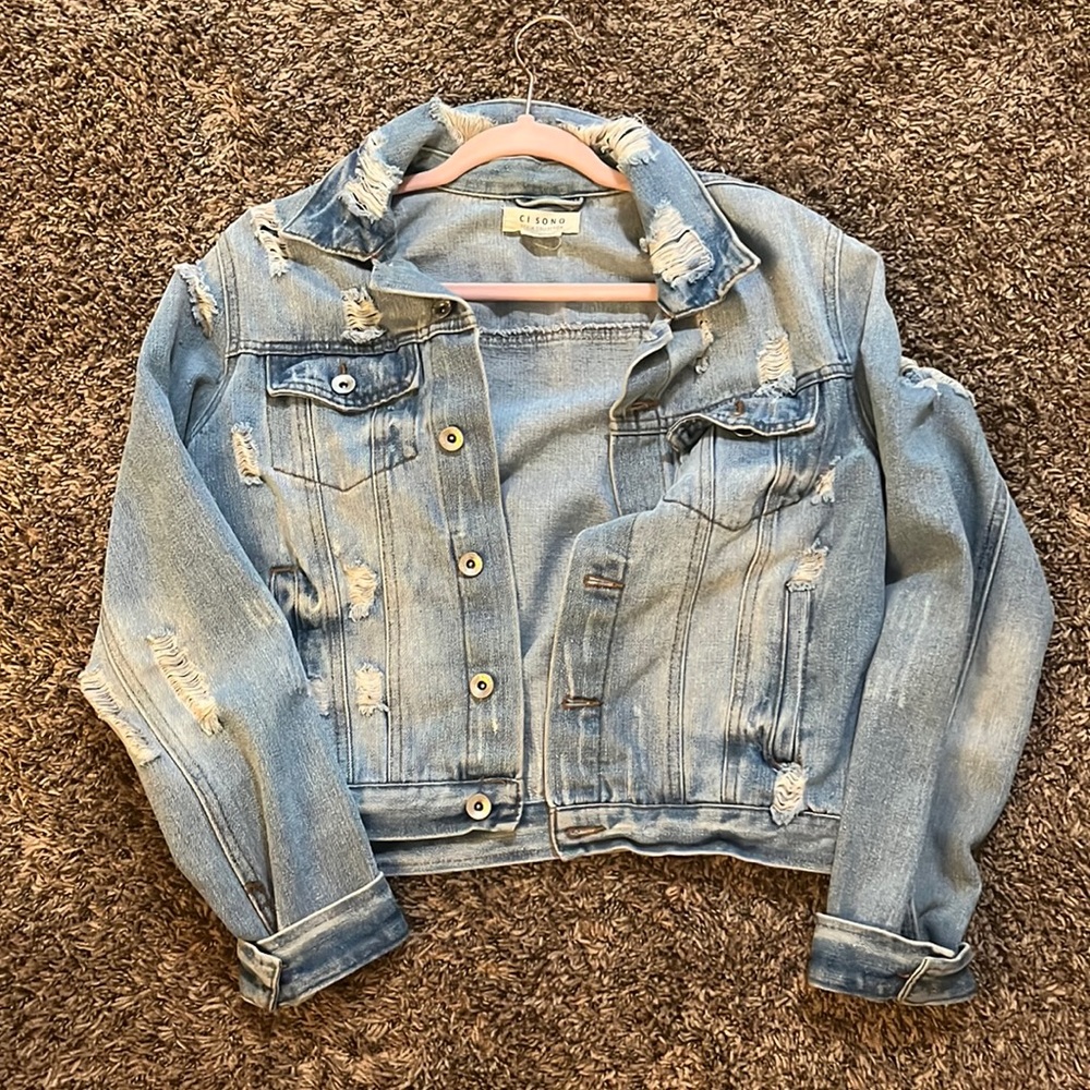Cute Cropped Ripped Jean Jacket